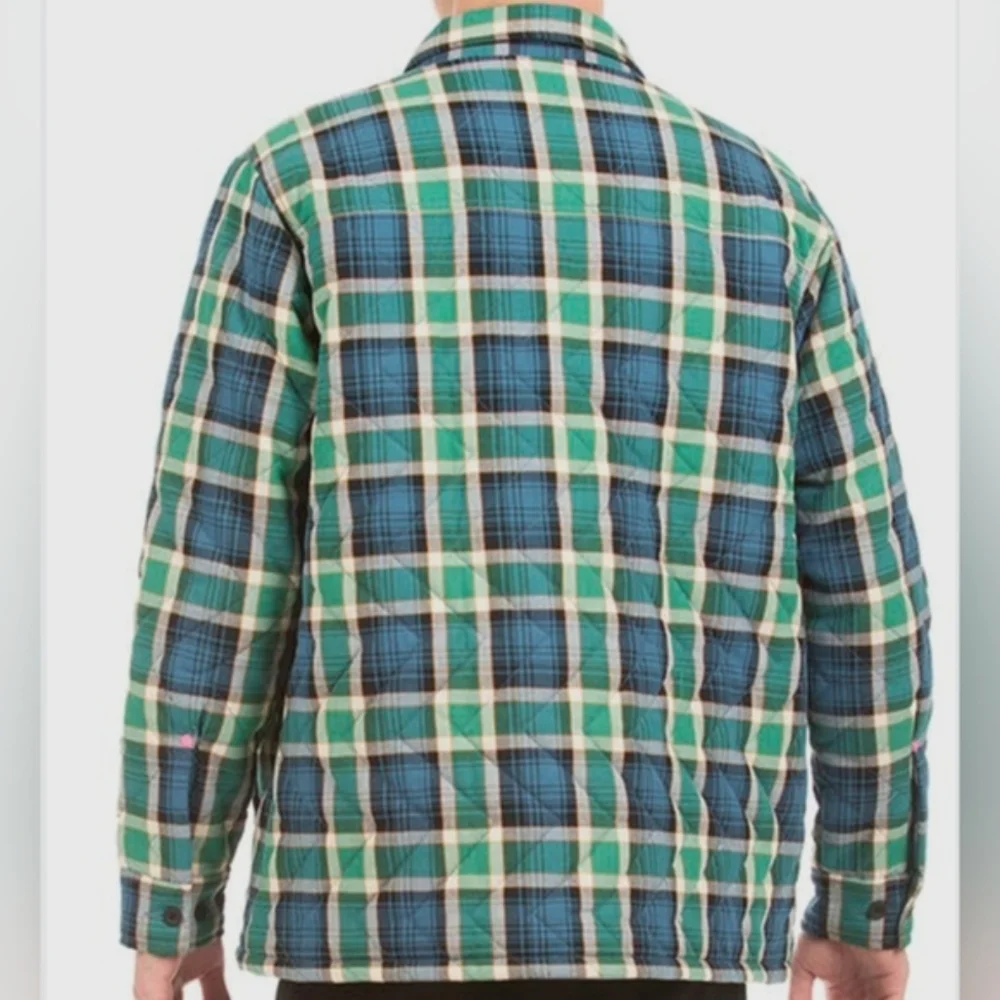 GOTCHA Farmland Flannel Quilted JACKET Bottle Green Mens size Large - Picture 10 of 10